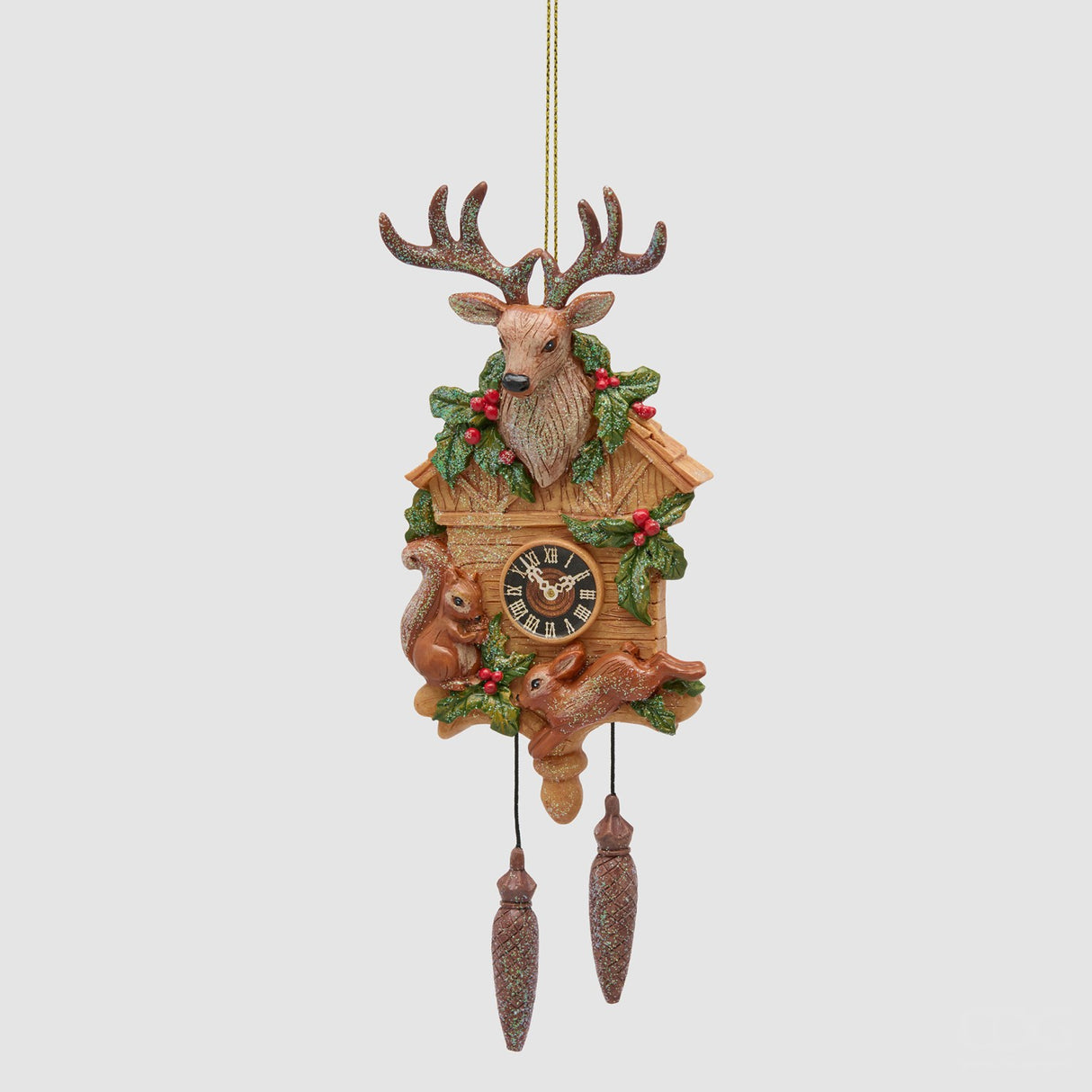 EDG Enzo De Gasperi Addobbo Natalizio Orologio a Cucù Marrone in Poliresina 19cm