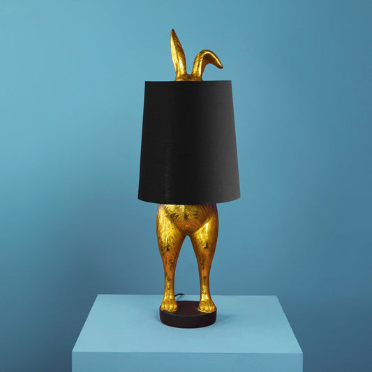 WERNS Lampada da Tavolo Coniglio Nascosto Bunny Nero Oro 24x24x74cm