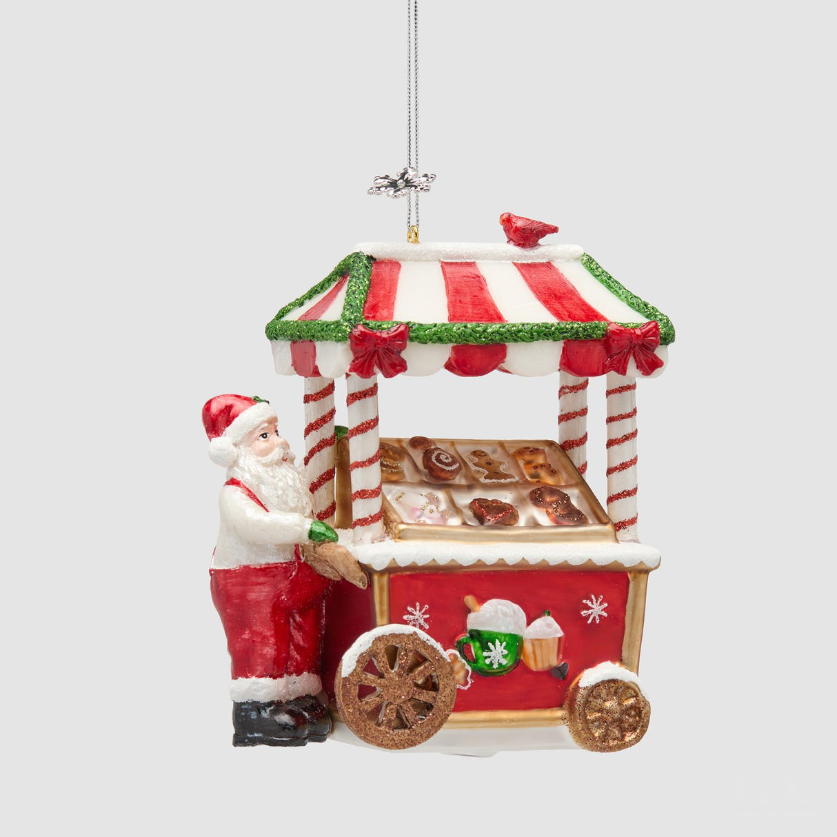 EDG Enzo De Gasperi Addobbo Carretto di Natale Verde e Rosso in Vetro 12cm