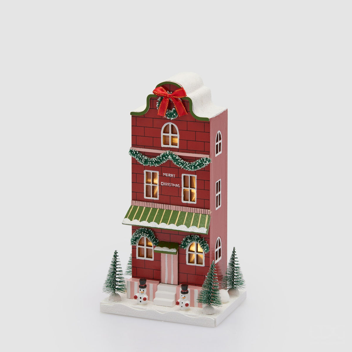EDG Enzo De Gasperi Diorama Natalizio Casetta Luminosa a LED Verde e Rosso in Legno 27,5x14,5x10,5cm