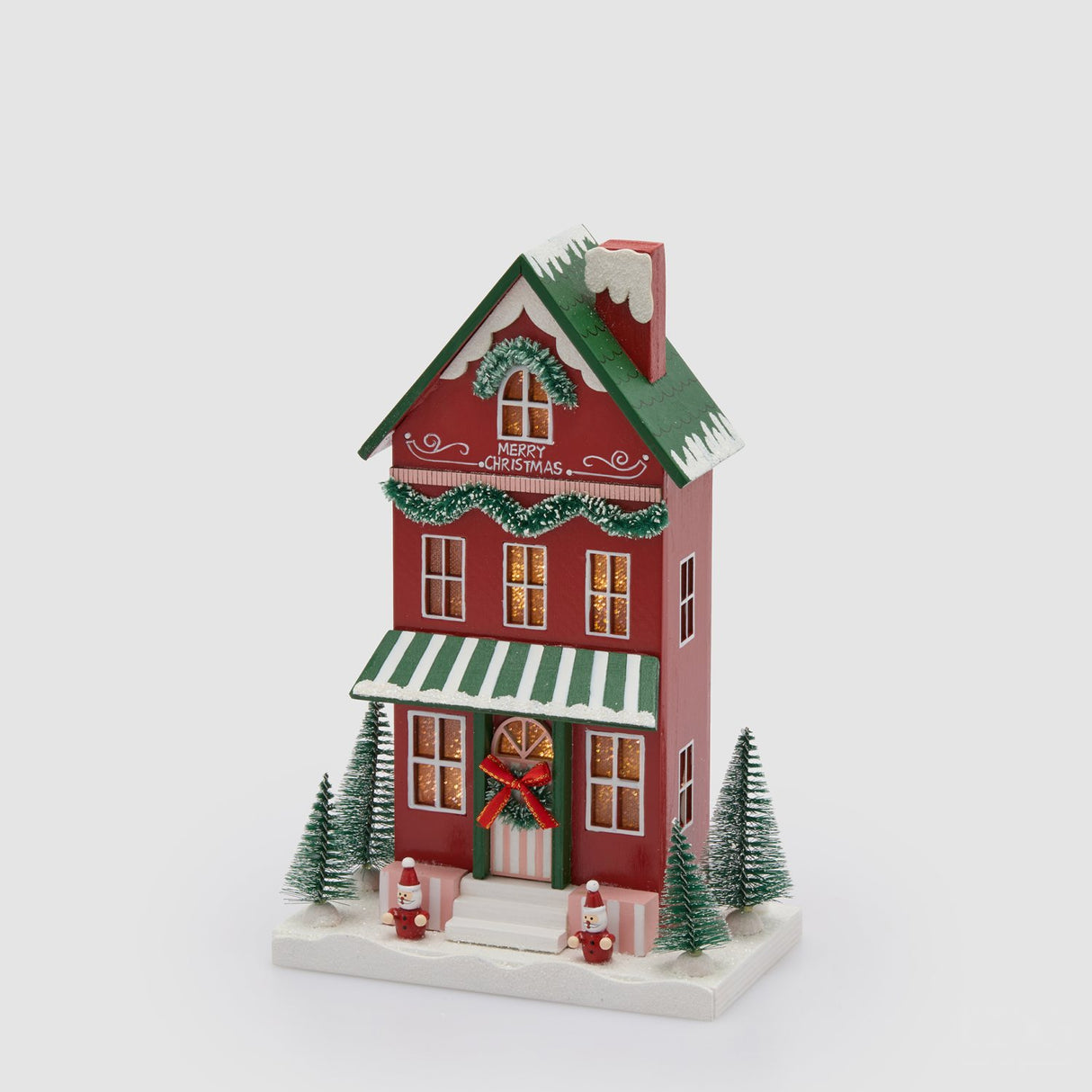 EDG Enzo De Gasperi Diorama Natalizio Casetta Luminosa a LED Verde e Rosso in Legno 27,5x18x10,5cm