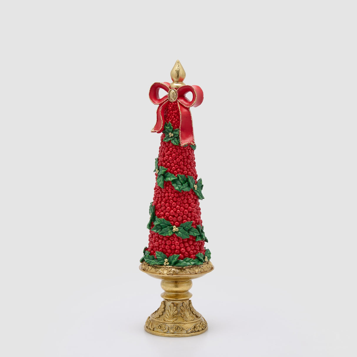 EDG Enzo De Gasperi Alberello di Natale con Fiocco Verde e Rosso in Poliresina 48x13,5cm