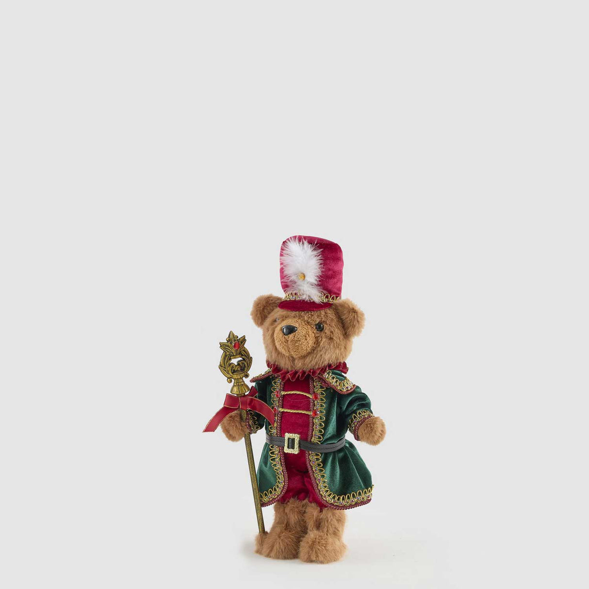 EDG Enzo De Gasperi Statua Natalizia Orso Soldatino Verde e Rosso in Poliestere 40cm
