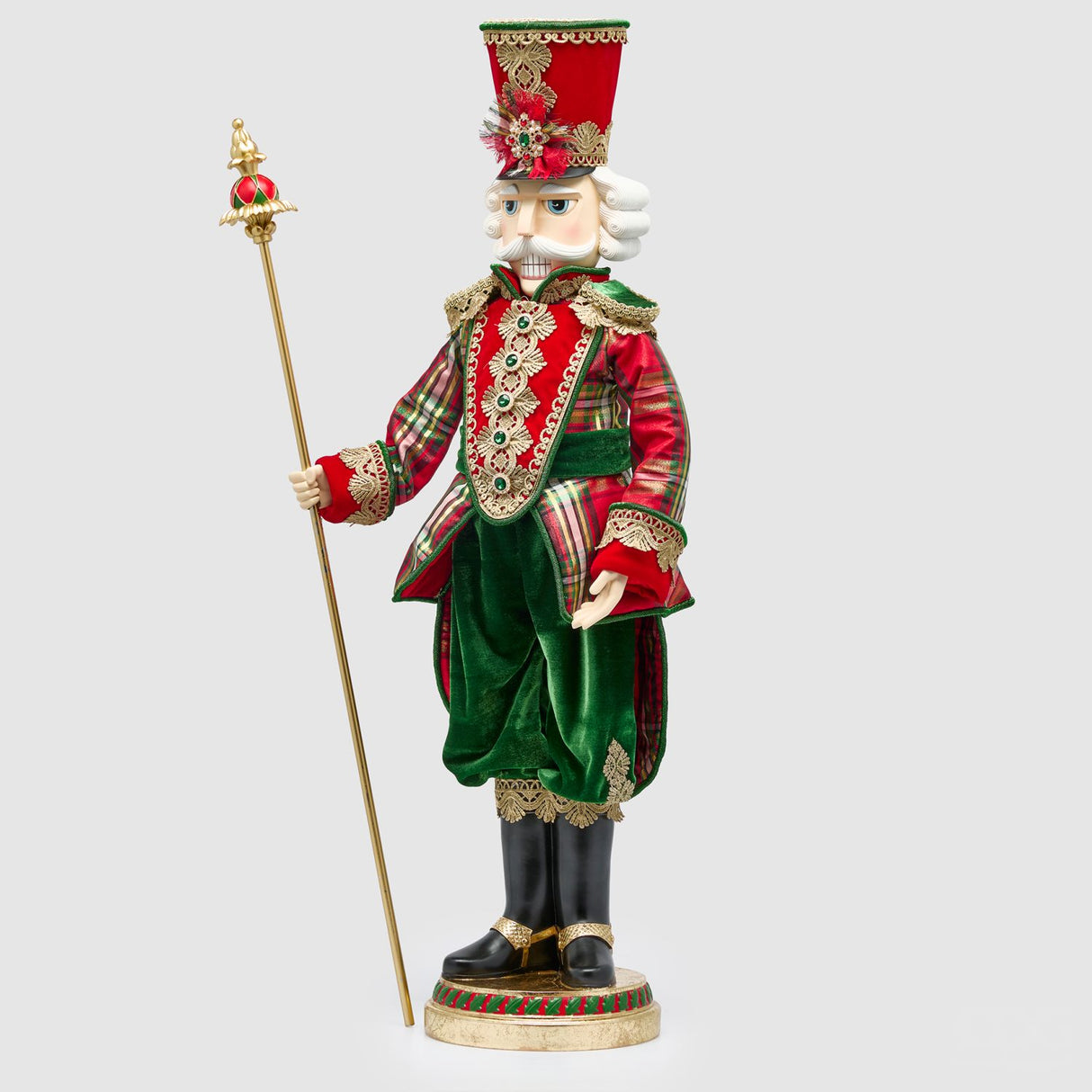 EDG Enzo De Gasperi Statua Natalizia Soldatino Schiaccianoci Verde e Rosso in Plastica 96cm