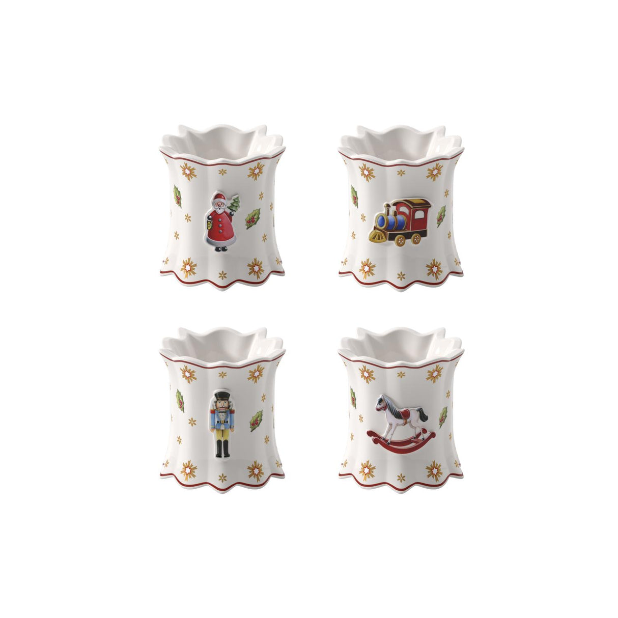 VILLEROY & BOCH Set 4 Portatovaglioli Natalizi Toy's Delight in Porcellana Premium 5cm