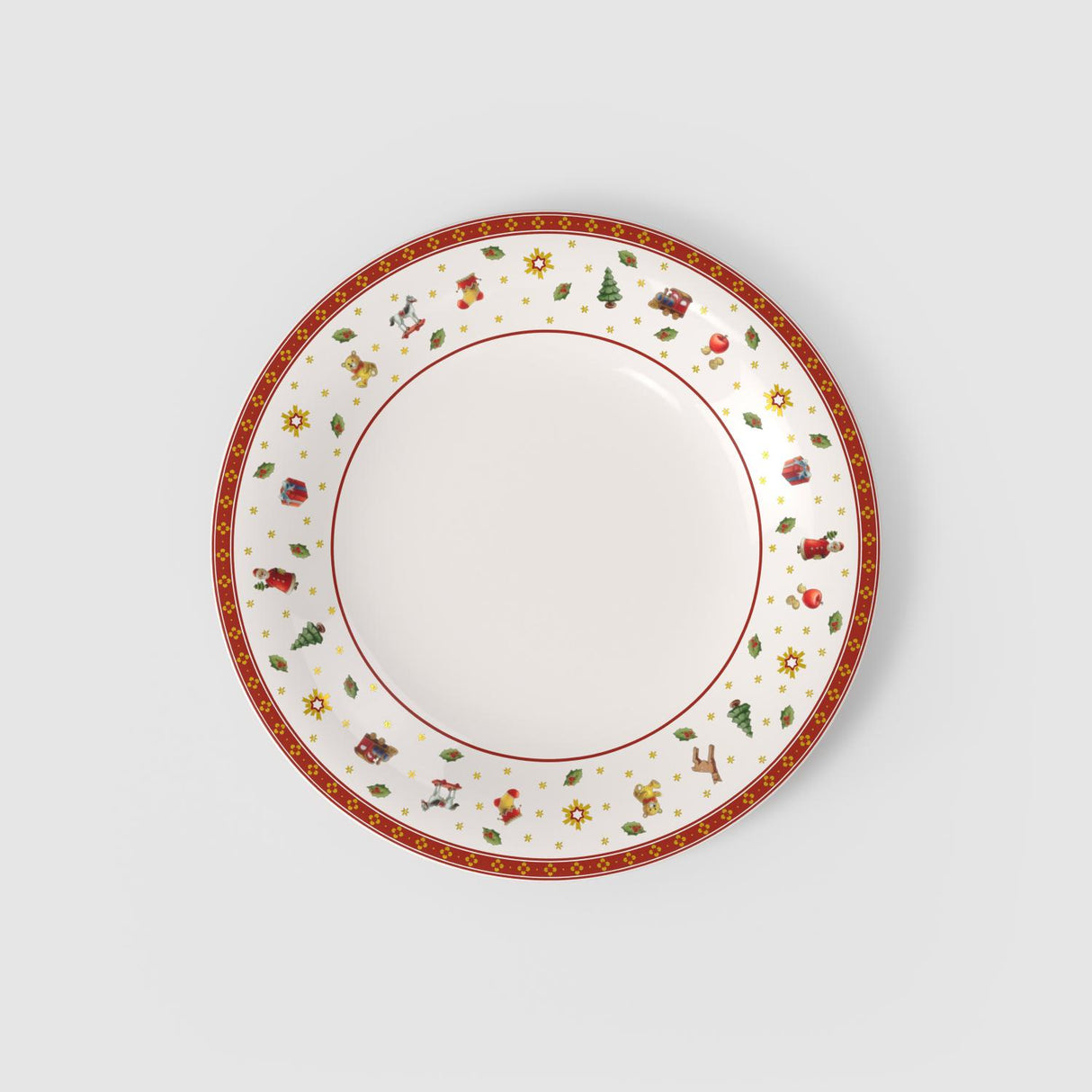VILLEROY & BOCH Set 6 Piatti Piani Natalizi Toy's Delight Specials Rosso e Bianco in Porcellana Premium 27cm