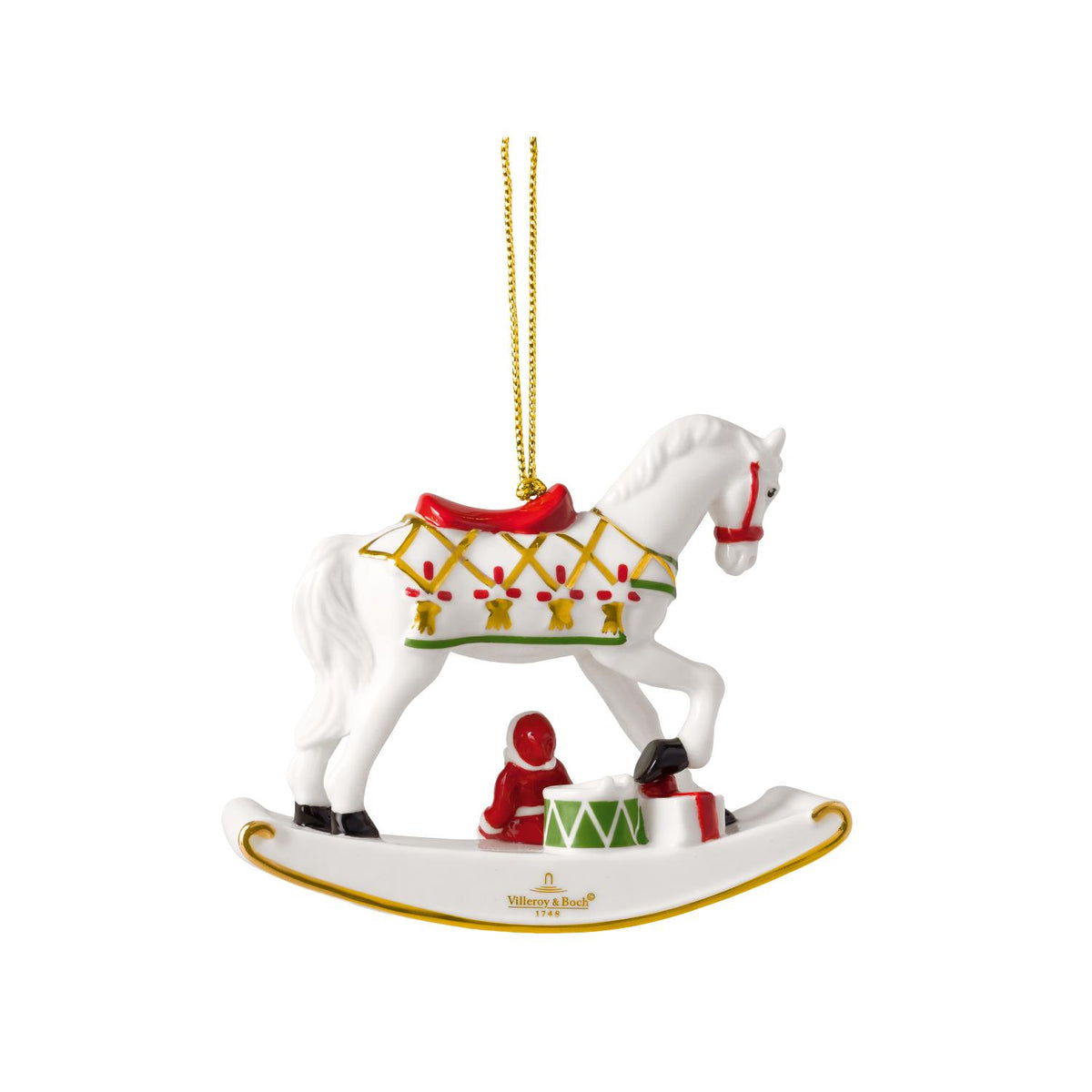 VILLEROY & BOCH Addobbo Natalizio Cavallo a Dondolo Christmas Classics 2026 Oro in Porcellana Premium 9cm
