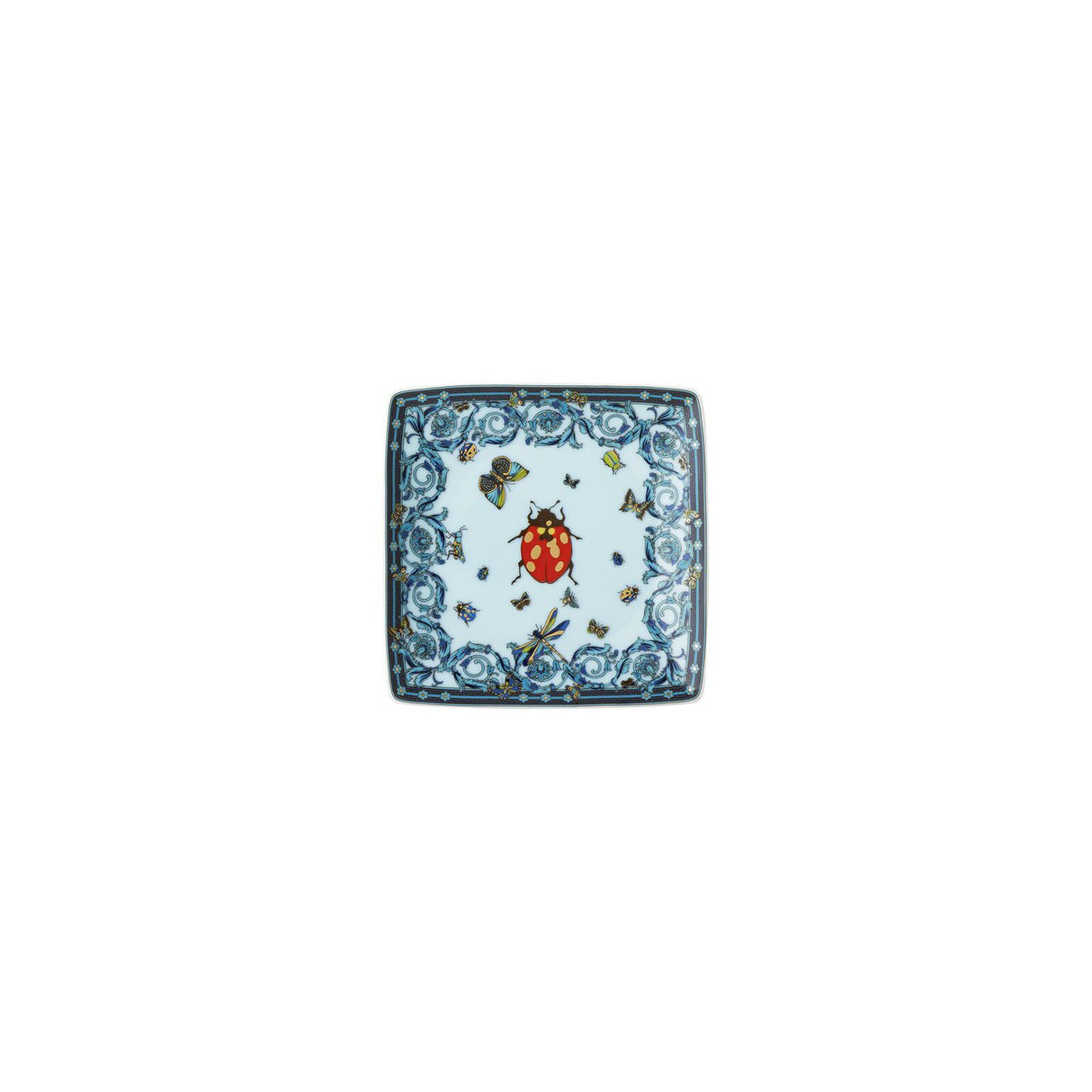 VERSACE Coppetta Quadrata Le Jardin De Versace 30 Years Blu 12x12cm in Porcellana