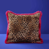 WERNS Cuscino Jungle Love Velluto con Frange 45x45cm Leopardato