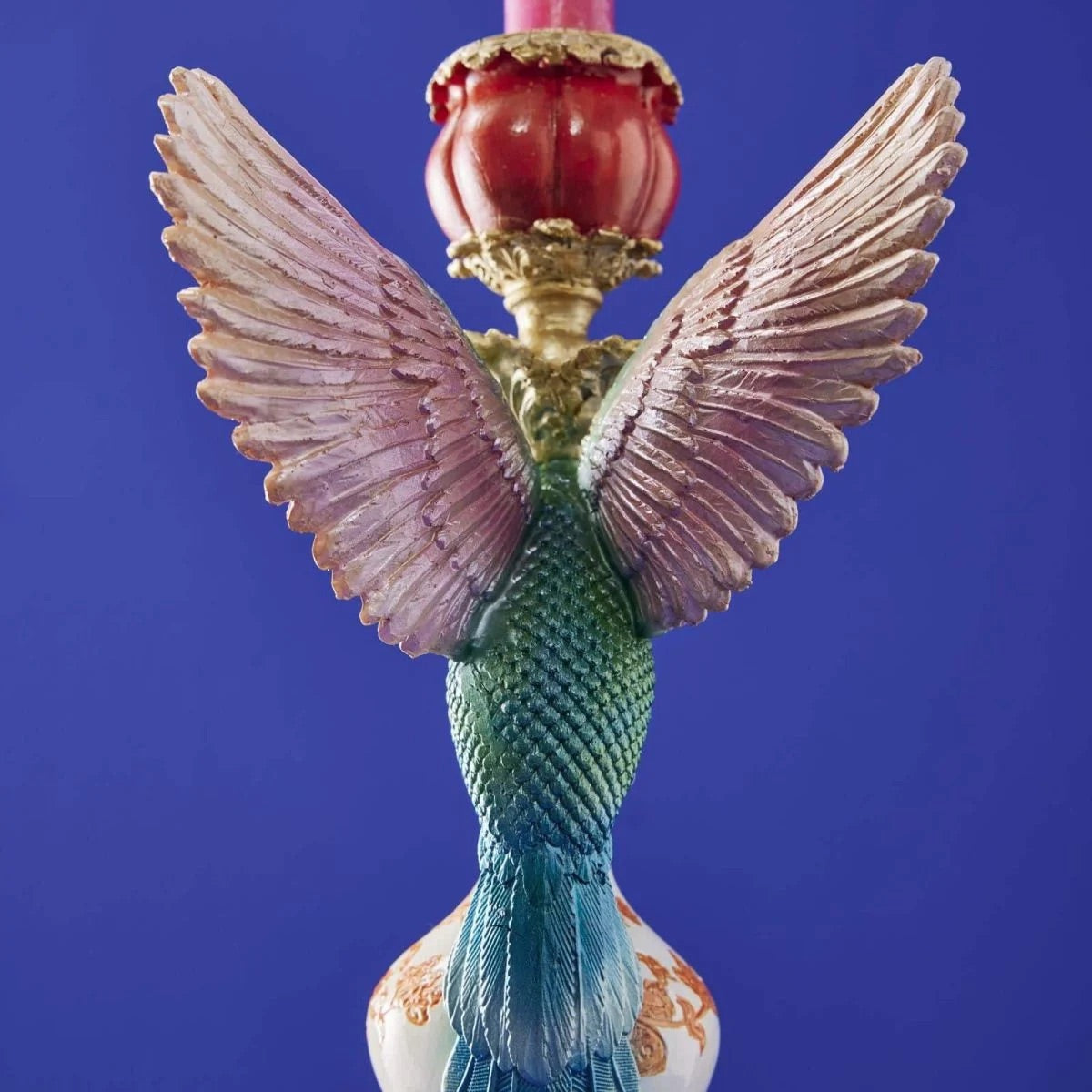 WERNS Candeliere Portacandele Colibrì 32x13cm Poliresina