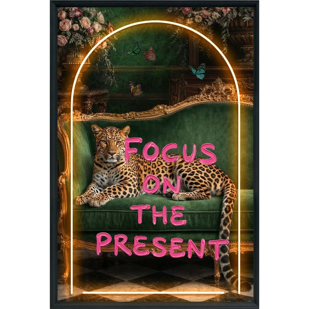 PALAIS ROYAL Quadro LED Leopardo Focus On The Present Stampa su Tela 60x90cm