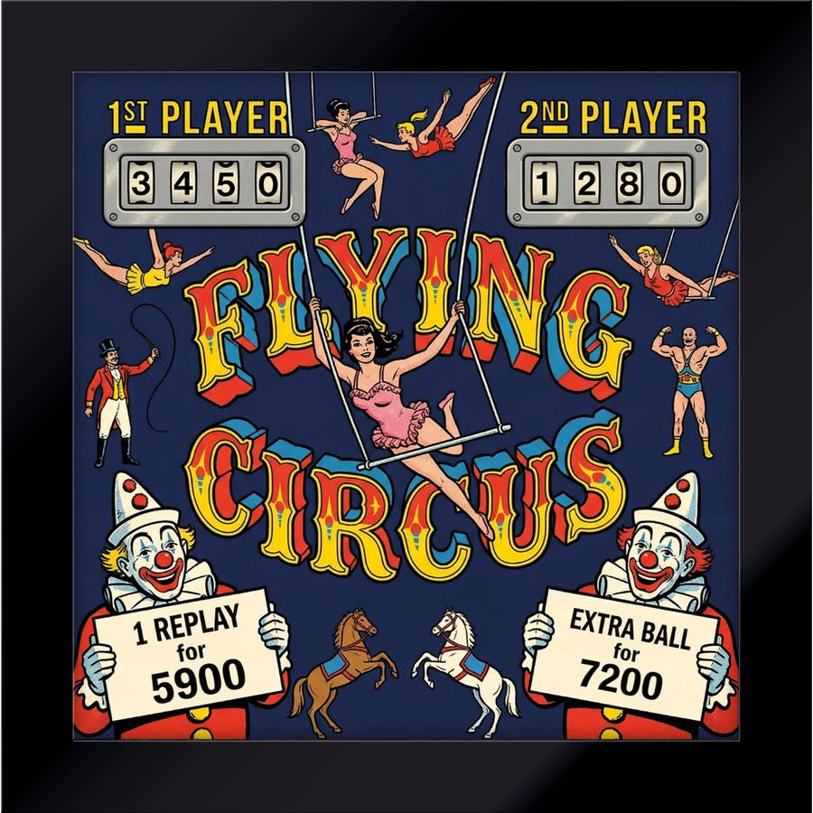 PALAIS ROYAL Quadro Flipper Vintage Flying Circus in Acrilico Retroilluminato 45x45cm