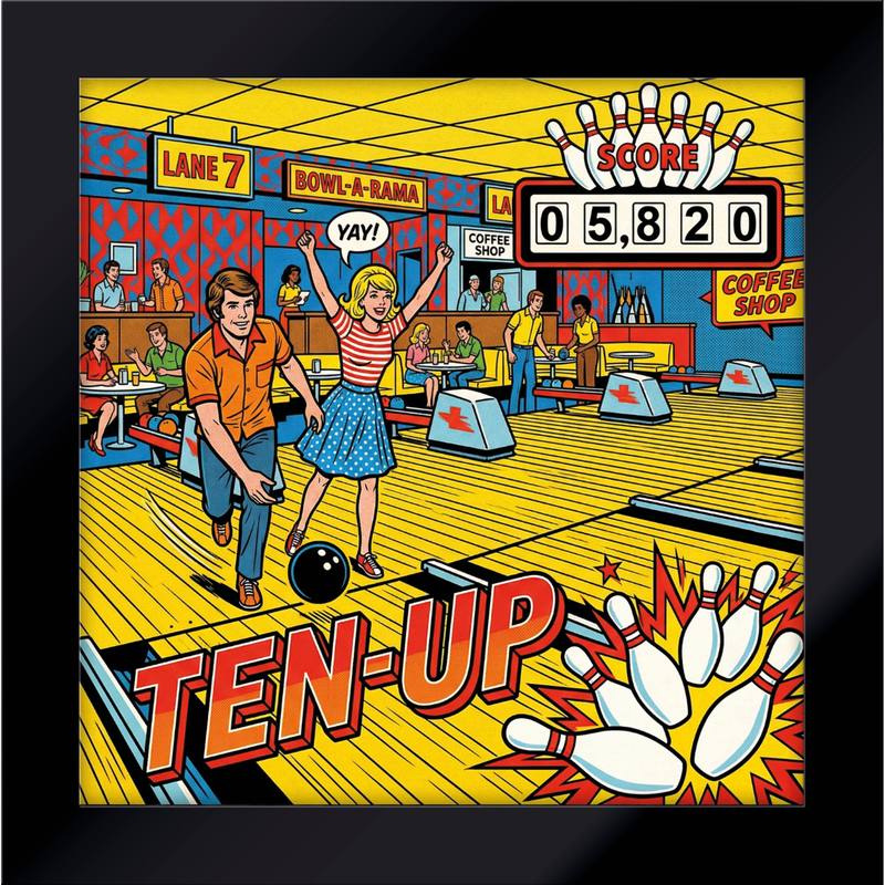PALAIS ROYAL Quadro Flipper Vintage Ten-Up Bowling in Acrilico Retroilluminato 45x45cm