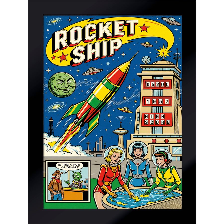 PALAIS ROYAL Quadro Flipper Vintage Rocket Ship in Acrilico Retroilluminato 45x60cm