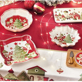 BRANDANI Vassoio Natalizio a Stella Villaggio in Festa in Porcellana New Bone China 27x27cm