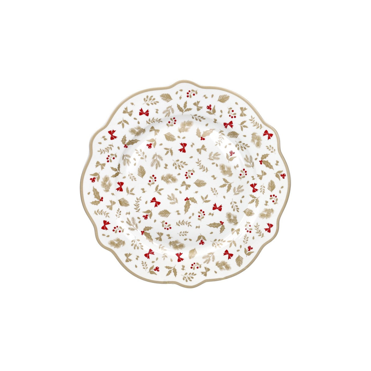 BRANDANI Piatto Panettone Natalizio Treschic in Porcellana New Bone China 31cm