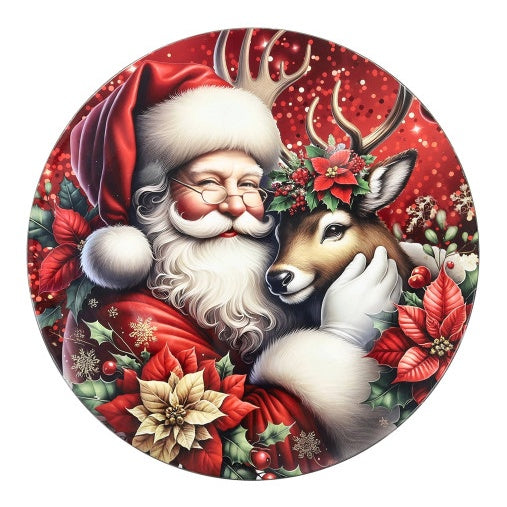 BRANDANI Sottopiatto Natalizio Babbo Natale e Renna in Polipropilene 40cm
