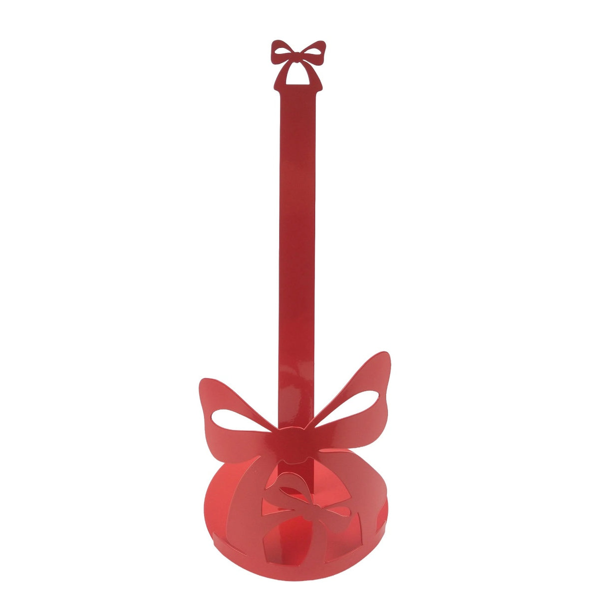 BRANDANI Porta Rotolo da Cucina Natalizio Fiocco Rosso in Metallo 33cm