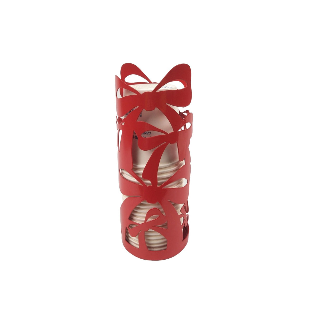 BRANDANI Portabicchieri Natalizio Fiocco Rosso in Metallo 20cm