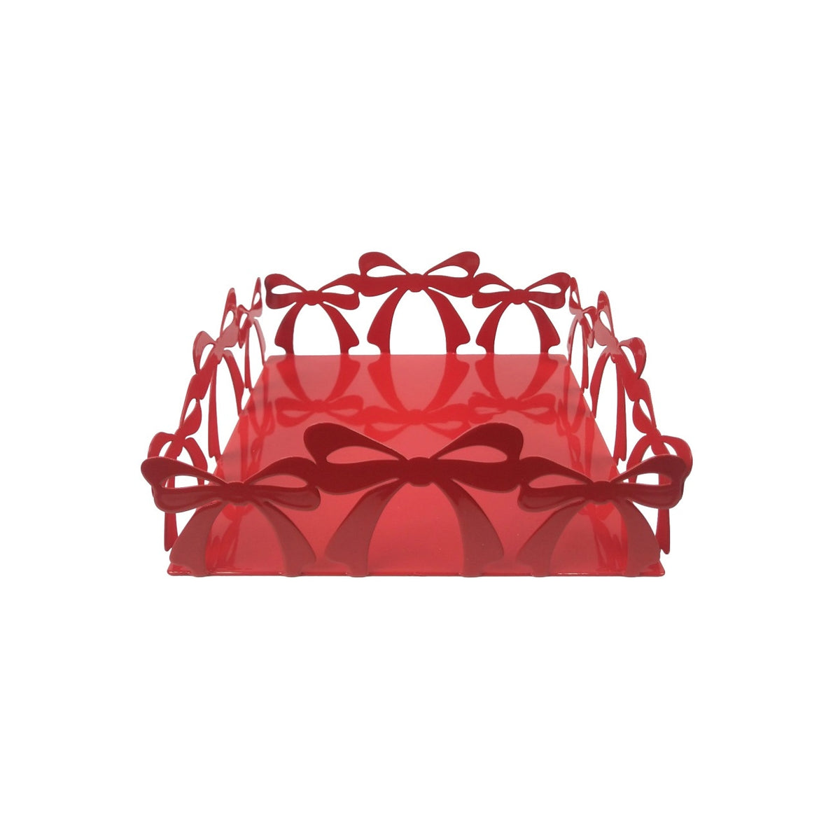 BRANDANI Portatovaglioli Natalizio Fiocco Rosso in Metallo 17x17cm