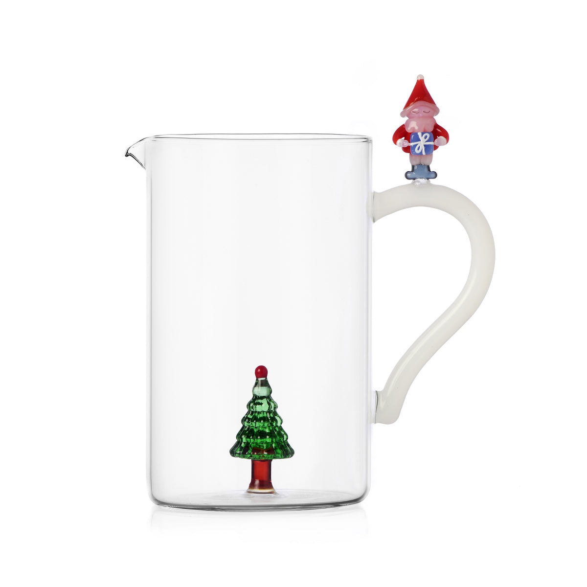 ICHENDORF Brocca Natalizia Christmas Tales con Albero e Babbo Natale sul Manico in Vetro Borosilicato 20cm