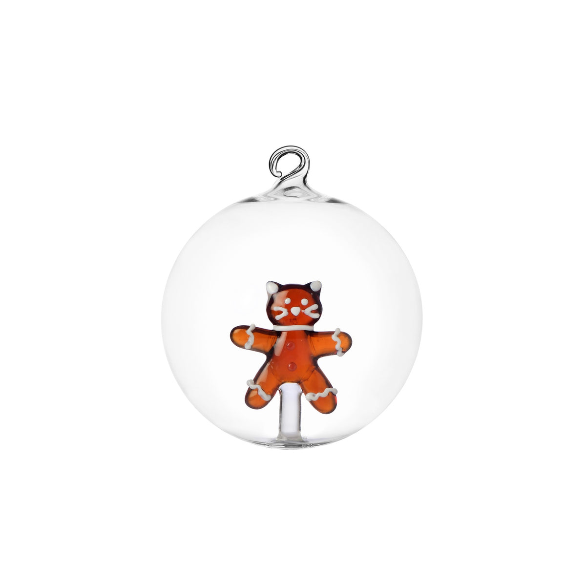 ICHENDORF Palla di Natale Sweet & Candy Gatto di Pan di Zenzero in Vetro Borosilicato 8cm