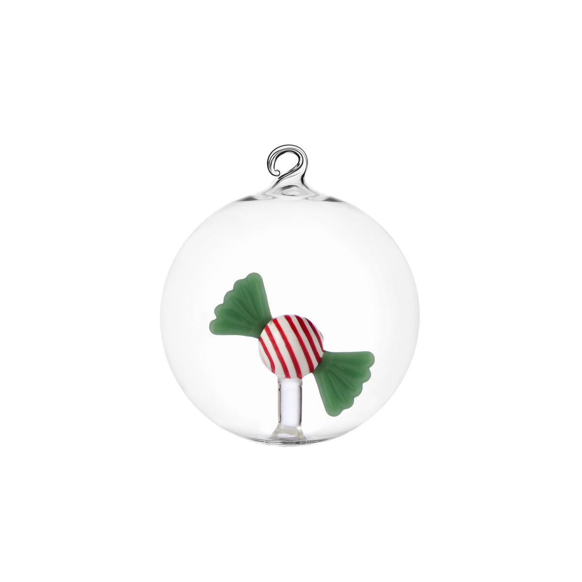 ICHENDORF Palla di Natale Sweet & Candy Caramella Rossa e Verde in Vetro Borosilicato 8cm