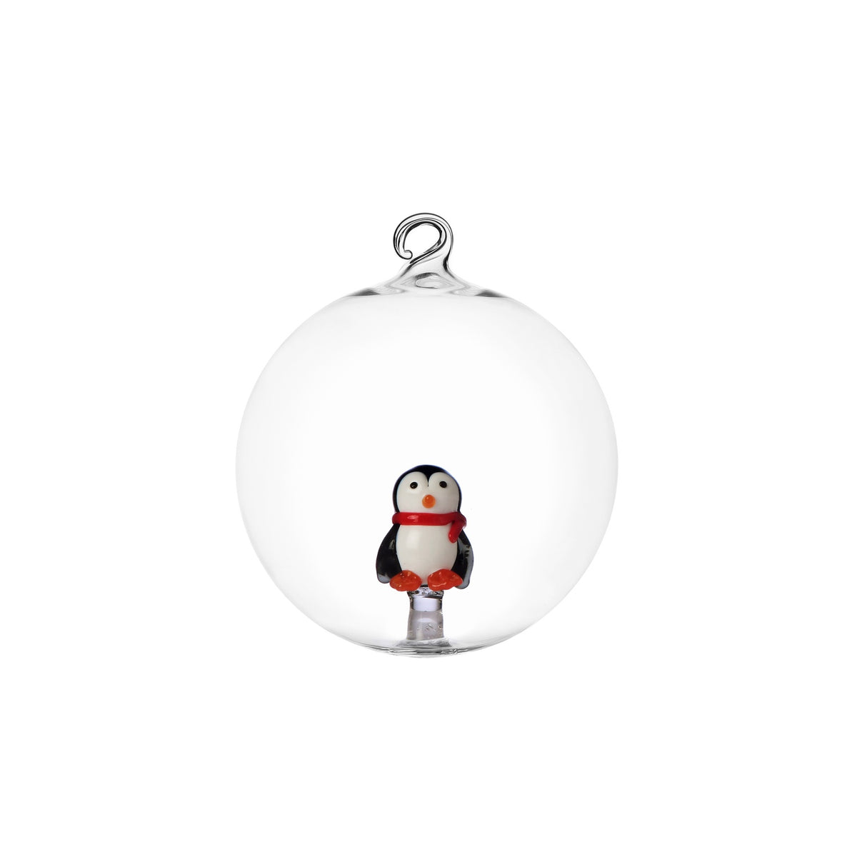 ICHENDORF Palla di Natale Woodland Tales Pinguino con Sciarpa in Vetro Borosilicato 8cm