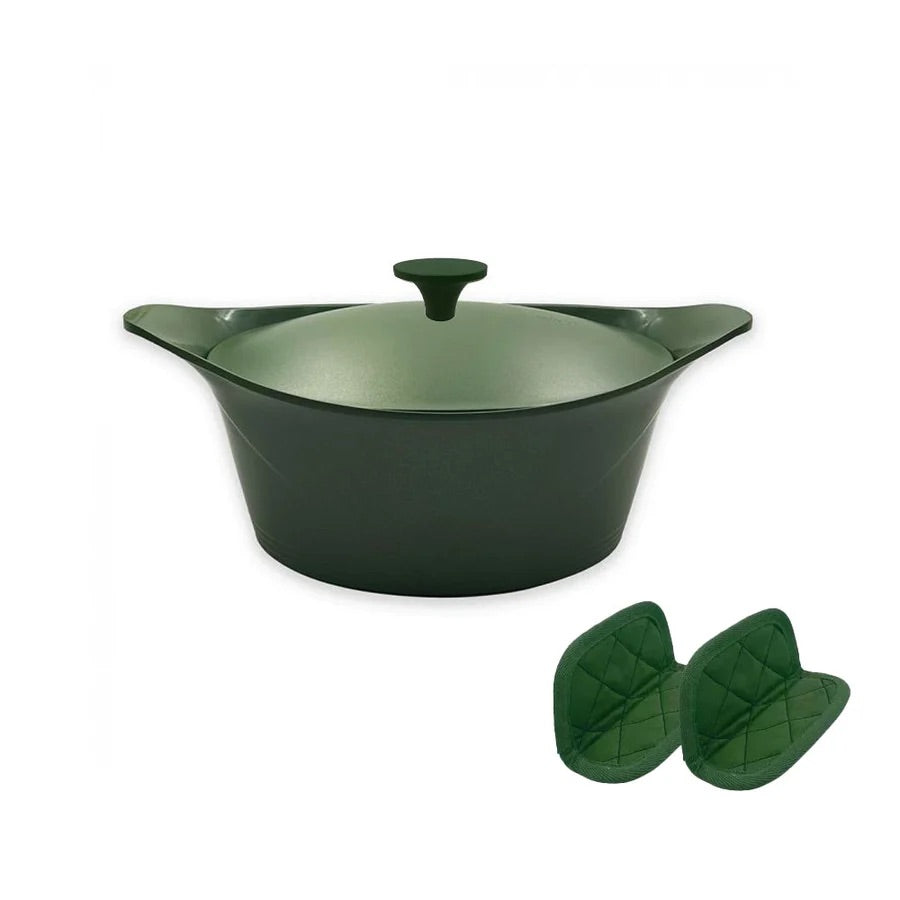 COOKUT L'Incredibile Cocotte in Metallo 28cm Verde Felce con Pomello in Metallo e Presine