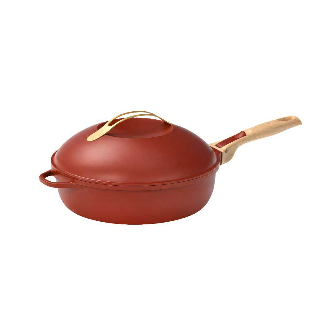 COOKUT La Favolosa Padella Casseruola Tegame 2 Manici 8 in 1 28cm Metallo Rosso Passion