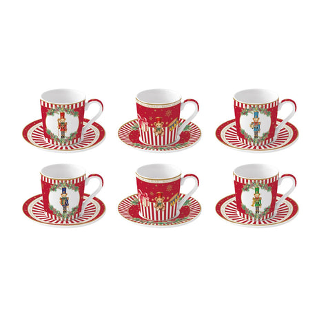 Set 6 tazzine caffè con piattino Christmas Teddy Easy Life 100 ml