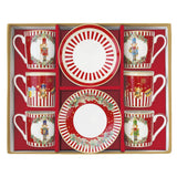 EASY LIFE Set 6 Tazzine da Caffè Natalizie con Piattino Christmas Teddy in Porcellana 100ml