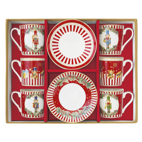 Set 6 tazzine caffè con piattino Christmas Teddy Easy Life 100 ml
