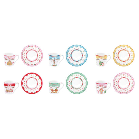 Set 6 tazzine caffè con piattino Sweet Christmas Easy Life 100 ml