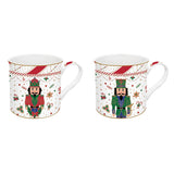 EASY LIFE Set 2 Mug Natalizi Nutcracker Twist in Porcellana Fine China 300ml