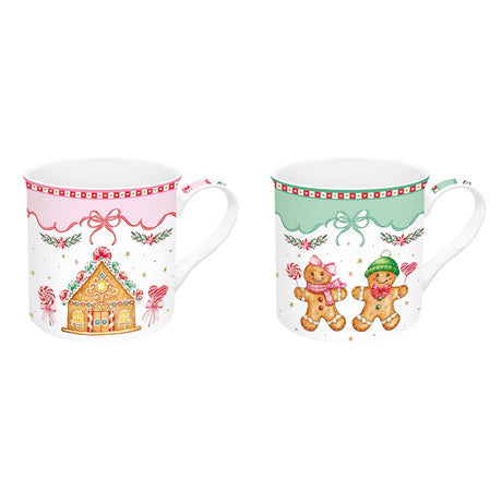 Set 2 mug Sweet Christmas Easy Life fine china 300 ml