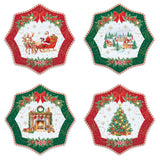 EASY LIFE Set 4 Piatti Dessert Natalizi Christmas Heritage in Porcellana 16cm