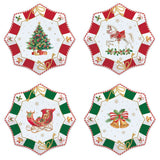 EASY LIFE Set 4 Piatti Dessert Natalizi Christmas Tale in Porcellana 16 cm