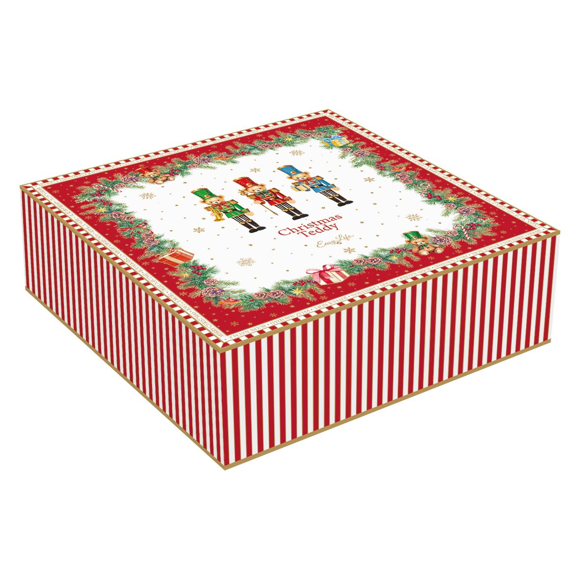 EASY LIFE Set 4 Piatti Dessert Natalizi Christmas Teddy in Porcellana 19cm