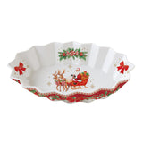 EASY LIFE Piatto Ovale Natalizio Christmas Heritage in Porcellana 25x17cm