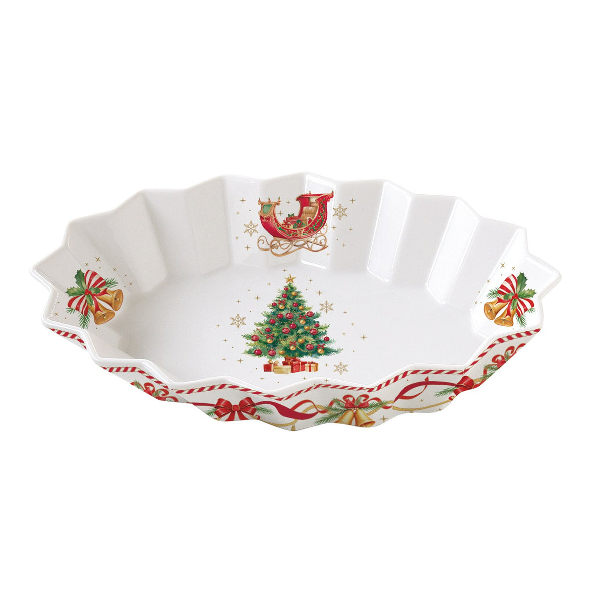 EASY LIFE Piatto Ovale Natalizio Christmas Tale in Porcellana 25x17cm