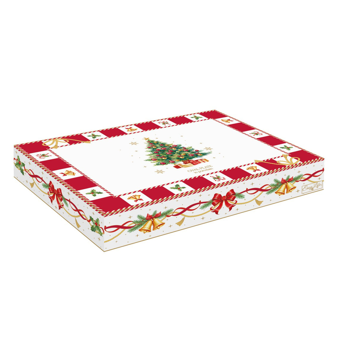 EASY LIFE Piatto Ovale Natalizio Christmas Tale in Porcellana 25x17cm