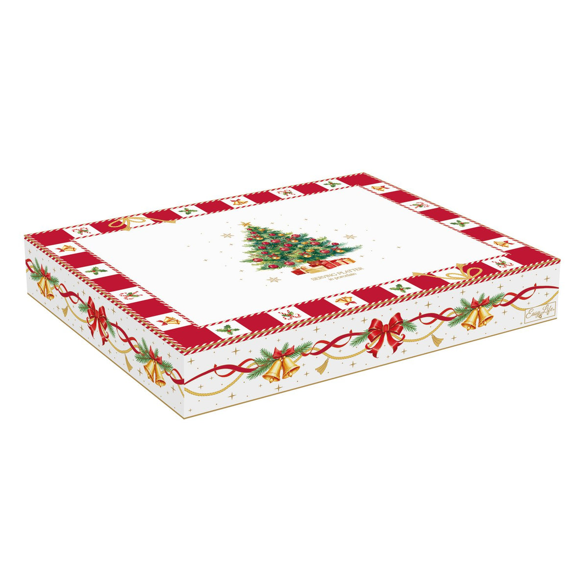 EASY LIFE Piatto Natalizio a Forma di Abete Christmas Tale in Porcellana 28,5x21,5cm