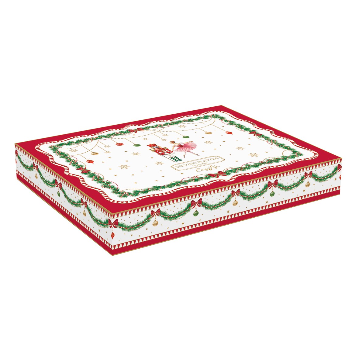EASY LIFE Piatto Natalizio a Forma di Abete Magie de Noel in Porcellana 28,5x21,5cm