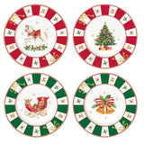 EASY LIFE Set 4 Piatti Dessert Natalizi Christmas Tale in Porcellana 19 cm