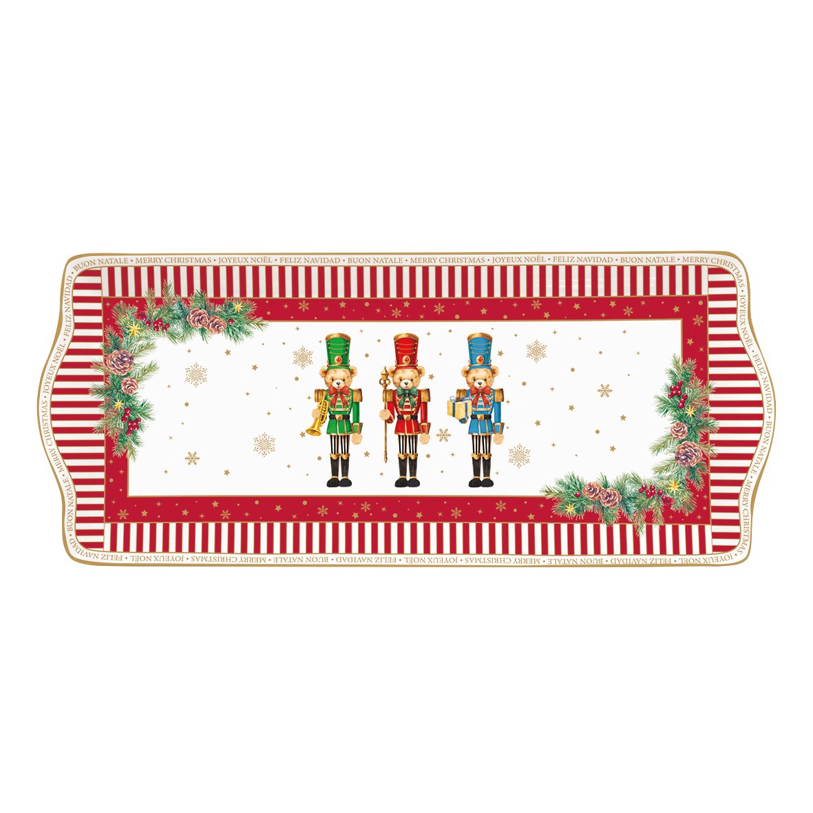 EASY LIFE Vassoio Natalizio Christmas Teddy in Porcellana 35 cm