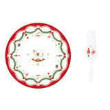 EASY LIFE Piatto Torta Natalizio con Paletta Magie de Noel in Porcellana 32cm
