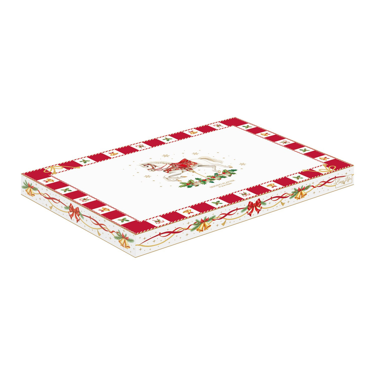 EASY LIFE Vassoio Ovale Natalizio Christmas Tale in Porcellana 35x23,5cm