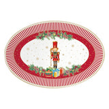 EASY LIFE Vassoio Ovale Natalizio Christmas Teddy in Porcellana 35x23,5cm
