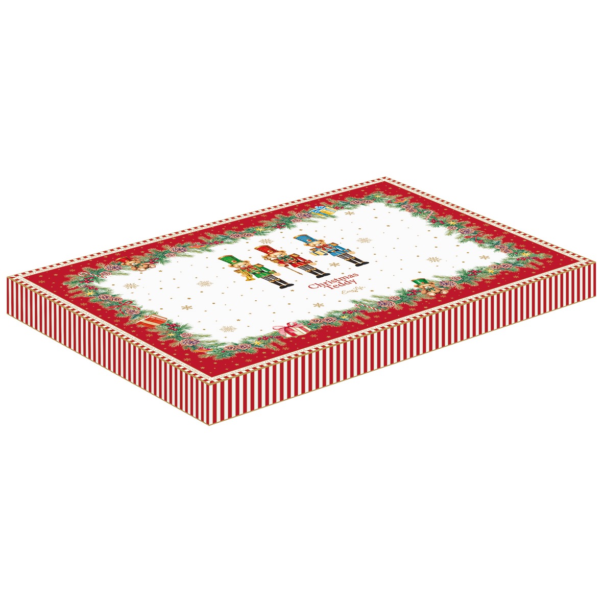 EASY LIFE Vassoio Ovale Natalizio Christmas Teddy in Porcellana 35x23,5cm